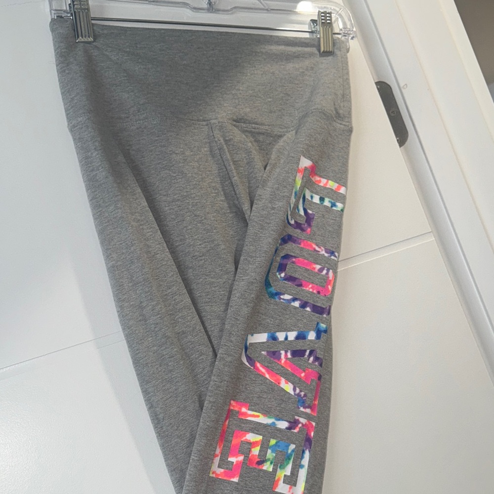 Gray Leggings with Colorful LOVE PINK Print